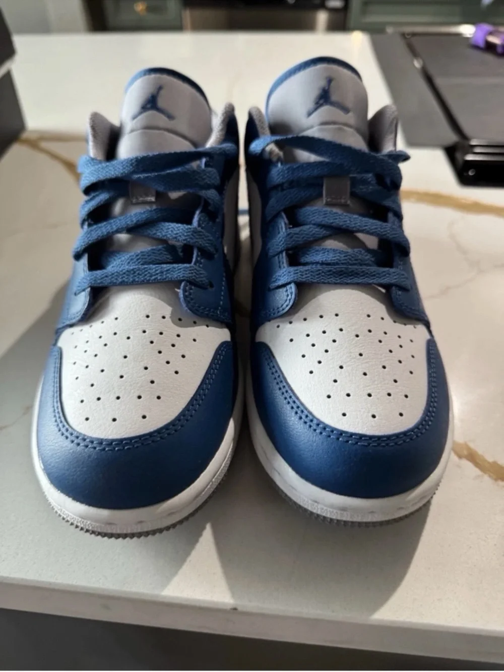 Nike Air Jordan Low Blue and White Shoes, NWB, Size 6Y, 553560-412 - Picture 5 of 7
